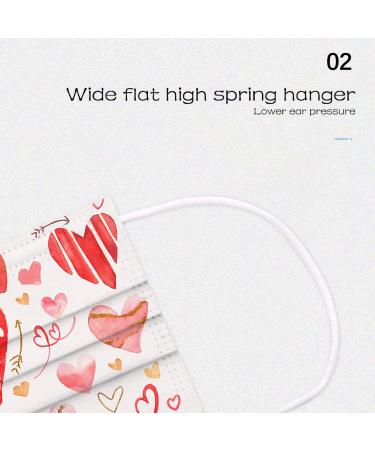 10/50PCS Valentines Day Disposable_Face_Masks Floral Designs for Adults 3 Layer Covers with Nose Wire for Women Men 007-50PCS - Buy Online on GoSupps.com