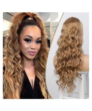 Ponytail Extension Synthetic Ponytail Extensions for Women Long Wavy Fluffy Synthetic Ponytail Hairpiece Natural Soft Ponytail Hair Extension(Bruin)