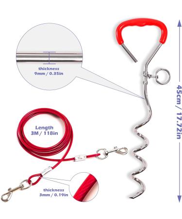 JETOP Heavy Duty Dog Stake & 10 ft Dog Chains Steel Spiral Ground Dog Spike for Outdoor Yard and Camping Dog Camping Accessories for Puppy Pet and Medium Dogs (176 lbs of pull) (Red) - Buy Online on GoSupps.com