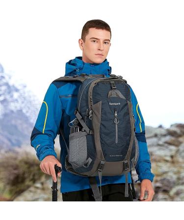 Hiking Backpack 40L Waterproof Lightweight Daypack with Rain Cover - Royal Blue - for Outdoor Trekking and Travel | Men Women - Buy Online on GoSupps.com