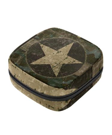 Menstruation pad bag with zipper women's napkin bag tampons collection bags for women and girls (military army wing American flag)