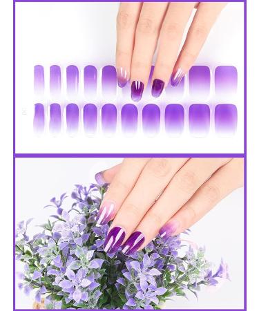 Kalolary Gradient Purple Gel Nail Polish Strips - 20 Semi Cured Full Wraps Stickers with File & Sticks - Waterproof Decals for Women & Girls (UV/LED Lamp Required) - Buy Online on GoSupps.com