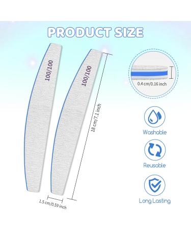 12 PCS Double Sided 100/100 Grit Nail Files for Acrylic and Natural Nails - Washable & Reusable - Blue Emery Board for False Nails - Buy Online on GoSupps.com