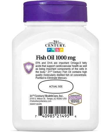 21st Century Fish Oil 1000 mg - 60 Softgels | Omega-3 Supplement for Heart Health - Buy Online on GoSupps.com