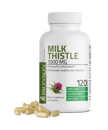 Bronson Milk Thistle 1000 MG Silybum Marianum Antioxidant & Liver Health Support - Non-GMO 120 Capsules 120 Count (Pack of 1)