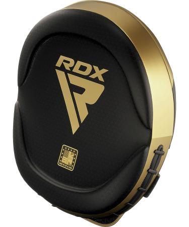 RDX Curved Focus Mitts Maya Hide Leather - PRO Hook and Jab Training Pads | MMA Muay Thai Kickboxing Coaching Shield GOLDEN - Buy Online on GoSupps.com