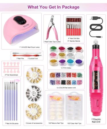 DouborQ Nail Kit with Electric Nail Drill Nail Lamp U V Nail Dryer Light Manicure Pen Polishing Tools False Nail Tips Starter Set Acrylic Nail Art Supplies for Beginner with Everything (MT39-5) Kit 4 - Buy Online on GoSupps.com