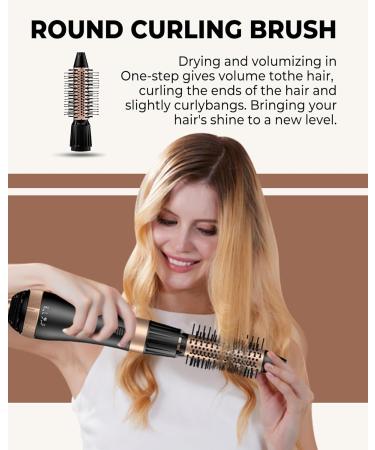 4 in 1 Air Styler Hair Dryer Brush - One Step Hair Styling Tool with Round Brush - Volumizer & Straightening - Blow Dryer & Thermal Brush - Black - Buy Online on GoSupps.com