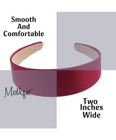 Motique Accessories Girls 2 inch Satin Headband in Burgundy - Stylish Hair Accessory - Buy Online on GoSupps.com