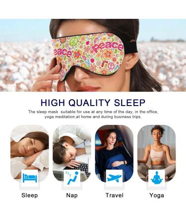 Seamless Colorful Hippie Peace Love Flowers on Beige Eye Masks Cover Blocks Light Sleep Mask Shade Cover Blindfold Eyeshade Cover with Adjustable Head Strap for Men Women Kids 8.5x6x0.4 Inch Multi 13 - Buy Online on GoSupps.com