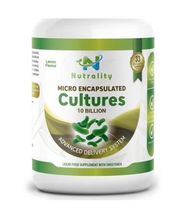 Nutrality Micro Encapsulated Cultures Complex Advanced Delivery Probiotics Supplement Gut Health 500ml - High Strength Lemon Digestive Enzyme Liquid Lactobacillus Acidophilus & Bifidobacterium