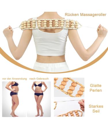 Bimiti Maderotherapy Set - 4-Piece Wood Massage Roller for Anti-Cellulite Lymphatic Drainage & Pain Relief | Gua Sha Mug for Back Relaxation - Buy Online on GoSupps.com