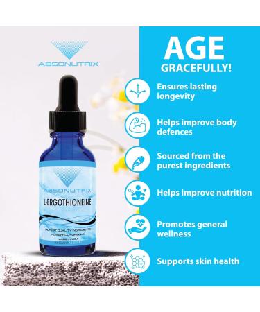 Absonutrix L-Ergothioneine Liquid Supplement 590 mg 200 Servings Made in USA Quick Absorption Quality Potent Ingredients Non-GMO GMP Certified Facility Cruelty-Free Products - Buy Online on GoSupps.com