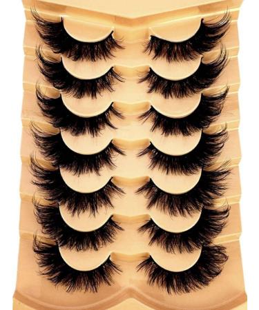 Midnight Lashes Cat Eye False Eyelashes for Women 7 Pairs Long Full Fluffy Volume False Eyelashes with Lash Glue Cruelty-Free and Reusable Black