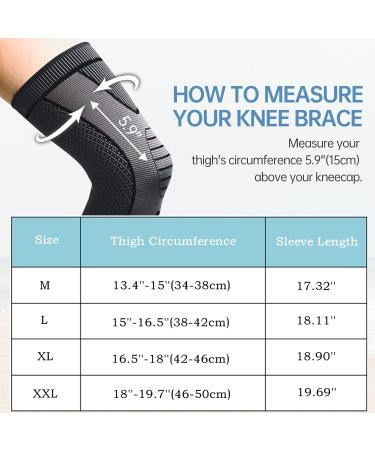 Jueachy Leg Compression Sleeve 2 Pack - Knee Support Brace for Men & Women - Joint Pain Relief & Injury Prevention - Black, Medium (1 Pair) - Buy Online on GoSupps.com