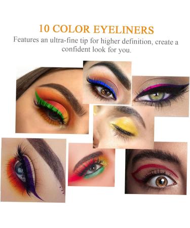 IWOWHERO Eye Lining Pens 10pcs Colored Liquid Eyeliner Waterproof Eye Liner Pencil Matte Liquid Eyeliner Colors Cosmetic Pens - Buy Online on GoSupps.com