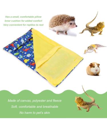 Reptile Sleeping Bag Soft Bearded Dragon Bed with Small Pillow Removable Lizard Hideout Habitat Blanket Comfortable Sleeping Bag Shelter for Bearded Dragon Leopard Gecko(Dinosaur Yellow Quilt) Dinosaur + Yellow Quilt - Buy Online on GoSupps.com