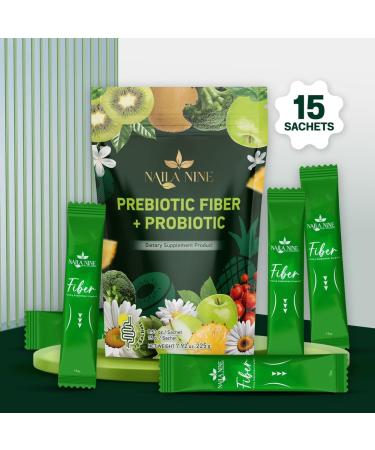 NAILA NINE Prebiotic Fiber Supplement Powder Apple and Kiwi Flavour Pack of 15 Sachets - Buy Online on GoSupps.com