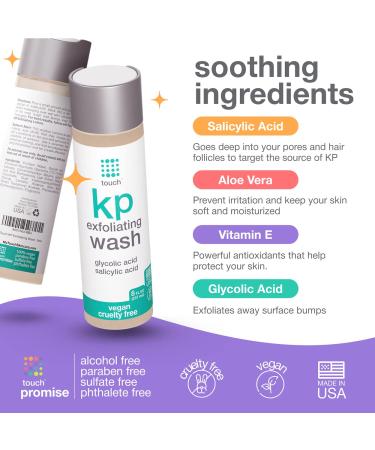 Keratosis Pilaris Exfoliating Body Wash Cleanser - 15% Glycolic Acid, Aloe Vera & Hyaluronic Acid - Smooths Skin, Reduces Redness - 8oz - Buy Online on GoSupps.com