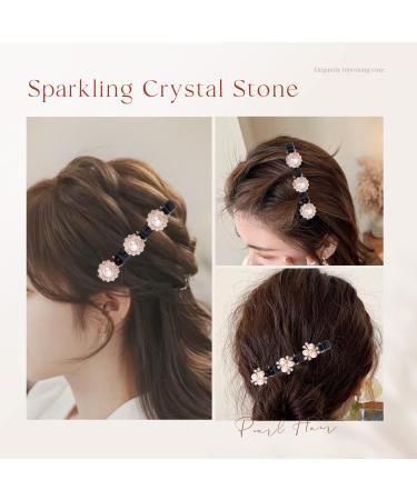 4PCS Sparkling Crystal Stone Braided Hair Clips with Pearl Shaped Duckbill Clip for Women/Girls - Buy Online on GoSupps.com