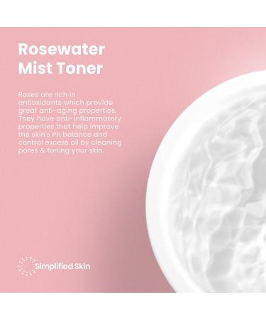 Natural Rose Water Spray for Face & Hair - 100% Organic Toner & Makeup Remover - Hydrating Anti-Aging Mist by Simplified Skin (8 oz) - Buy Online on GoSupps.com