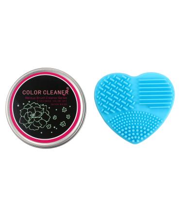 Vtrem Heart Shaped Makeup Brush Cleaner Pad & Sponge Dual Use Silicone Tool for Easy Brush Cleaning (Blue - Buy Online on GoSupps.com