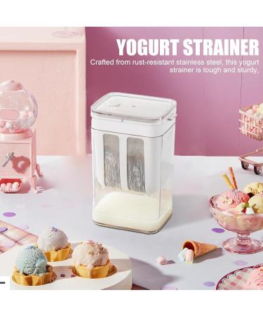 Yogurt filter with lid 1800 ml food strainer | Reusable homemade yogurt set with filter bag | Ideal for soy milk tea juice coffee soups fruit - Buy Online on GoSupps.com