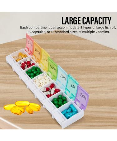 Weekly Pill Organizer & Planner - Large Compartment Pill Case for Vitamins Supplements and Cod Liver Oil - International Shipping Available - Buy Online on GoSupps.com