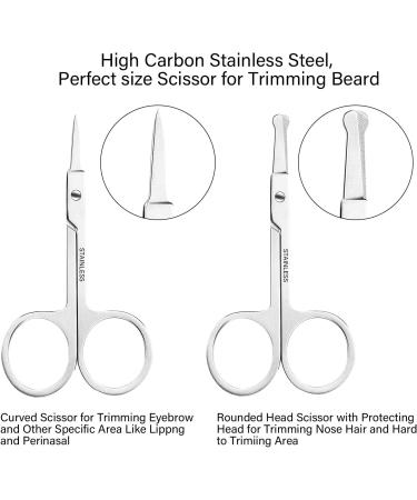 4-Piece Beard Shear Set & Mustache Scissors Kit for Men | Bart Kamm Grooming Tools with Storage Bag Style 2 - Buy Online on GoSupps.com