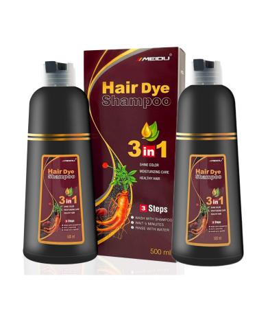 MeiDu Herbal 3 in 1 light Brown hair color Ammonia-Free Brilliant Color Oil-Rich Semi-Permanent Hair Dye Colors Hair in Minutes-Long Lasting-1000ML-100% Brown Hair Coverage. Brown Light Brown