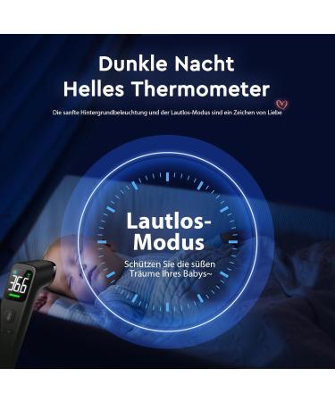 Contactless Infrared Thermometer for Babies Children & Adults | High Accuracy Fever Alarm | Ultra-Clear LED Display - Black - Buy Online on GoSupps.com