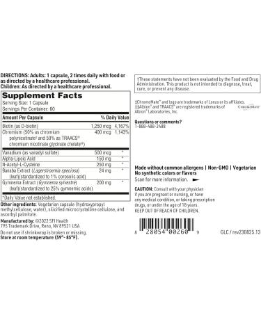 Klaire Labs SFI Health GlucoThera - Hypoallergenic Chromium Complex with Alpha-Lipoic Acid, Banaba Extract & Vanadium (60 Capsules) - Buy Online on GoSupps.com