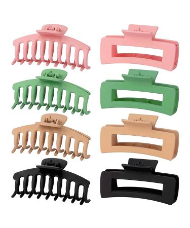 Hair Claw Clips 8 Pack Large Hair Clips for Women Girl 4.3 Hair Clips for Thick Hair Claw Clips for Thin Hair 2 Styles 4 Colors Nonslip Large Strong Hold Matte Claw Hair Clips 90's Vintage Jaw Clips for Hair
