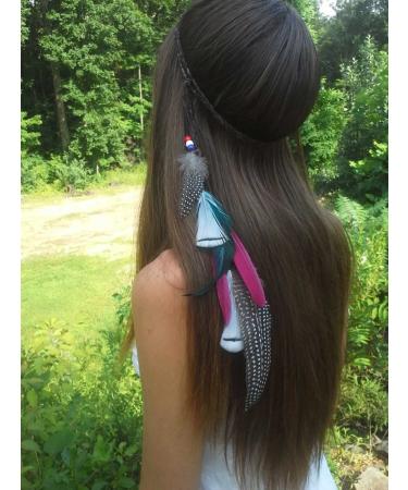 GORTIN Boho Feather Headband Black Gypsy Hippie Headbands Indian Feather Headpiece Festival Party Headwear Hippie Hair Band Hemp Rope Feather Hedpiece for Women and Girls