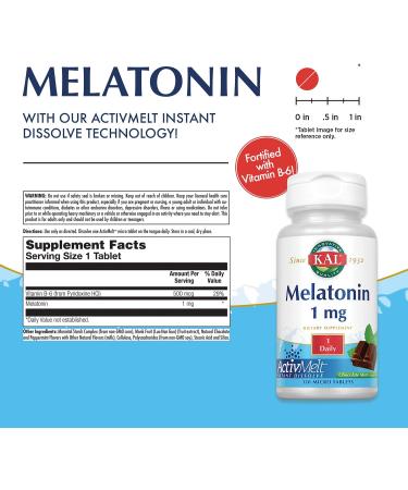 KAL Melatonin Chocolate Mint 1mg - Natural Sleep Aid, 120 Micro Tablets - Buy Online on GoSupps.com