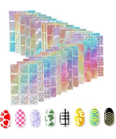 Nail Stencil Stickers Nail Vinyl Stencil Stickers Set Colorful Hollow Nail Art Decals DIY Manicure Decorations 24Sheet - Buy Online on GoSupps.com