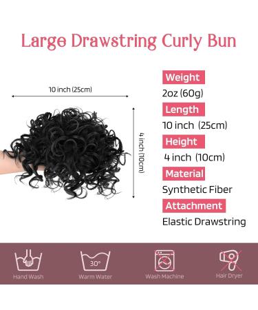 Rpeixya Elastic Cord Hair Part Bun - Stylish Curly Ponytail Chignon for Women & Girls (Black) - International Shipping Available - Buy Online on GoSupps.com