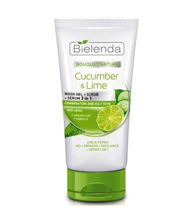 Bielenda BOUQUET NATURE - Replaces 3 Products In Achieving Perfectly Clean And Smooth Skin Of The Face And The Whole Body - Cucumber And Lime Gel+Scrub+Serum 3In1-150 g