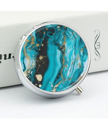 Buy Turquoise Blue Gold Marble Pill Box - 3 Compartment Portable Travel Pill Organizer for Purse & Handbag - Buy Online on GoSupps.com
