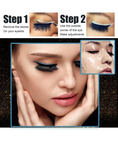 zalati False Eyeliner & Eyelashes Sticker 4 Pair Reusable Small Adhesive Sticker with Shine for Girls Halloween Makeup - Black - Buy Online on GoSupps.com