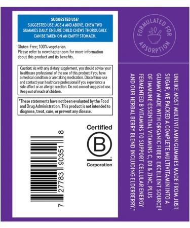 New Chapter Kids Multivitamin Gummies - Berry-Citrus 60ct | 50% Less Sugar | Vitamins C, D3, Zinc | Non-GMO & Gluten-Free - Buy Online on GoSupps.com