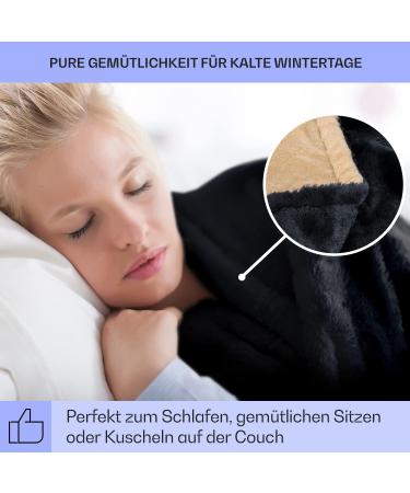 Klarstein Thermal Blanket 120W | Energy-Saving Electric Blanket for Bed Sofa & Camping | Automatic Switch-Off | Large 200x180 cm & 180x130 cm | Cuddly Beige-Dark Blue - Buy Online on GoSupps.com
