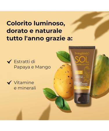  Bottega Verde Bottega Verde SOL Sempre Estate - Self-tanning face cream with papaya and mango extracts (50 ml) - golden and natural complexion all year round - Buy Online on GoSupps.com