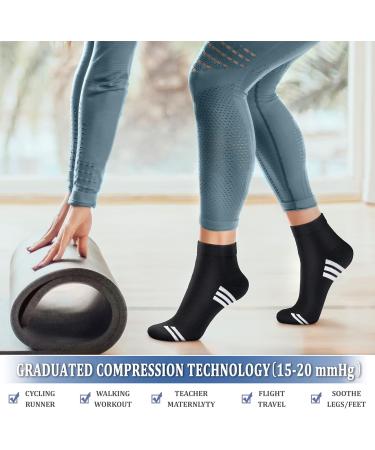 Charmking Compression Stockings for Men & Women - Enhance Blood Circulation 15-20 mmHg Ideal for Running & Cycling (L-XL Black/White) - Buy Online on GoSupps.com