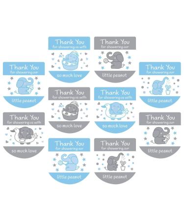 Set of 120 Baby Shower Favor Labels Mini Bottle Labels Hand Sanitizer Labels-Thank You Stickers for Baby Shower Favors(Blue)