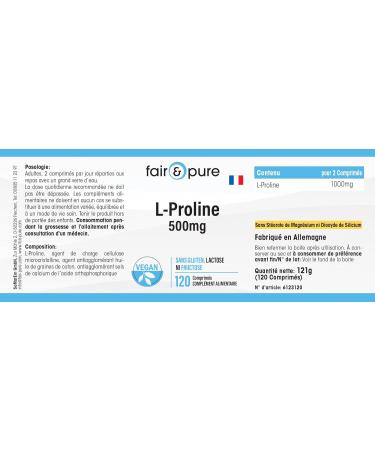 Fair & Pure - L-Proline 500mg - vegan - high dosage - 120 tablets - Buy Online on GoSupps.com
