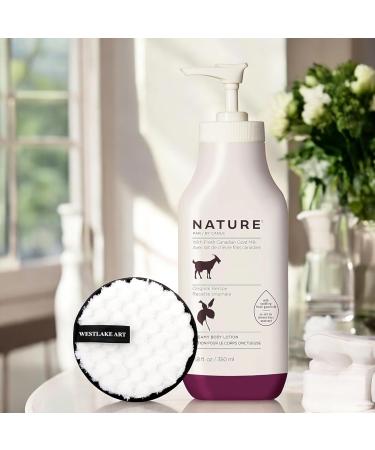Goat Milk Lotion Bundle with Reusable Makeup Pads - Creamy Body Moisturizer with Fresh Canadian Goat Milk & Vitamins | Pack of 2 - Buy Online on GoSupps.com