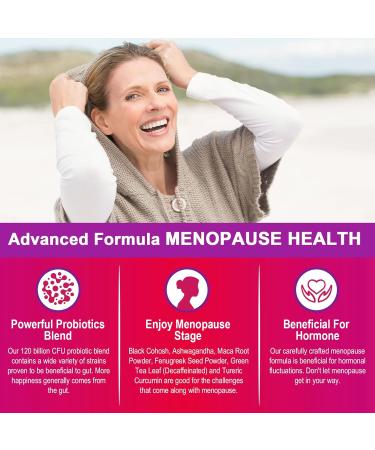 All-Natural Menopause Probiotic Supplements for Women - 120 Billion CFU for Hot Flashes Night Sweats & Mood Swings - 120 Herbal Capsules (Pack of 2 - Buy Online on GoSupps.com