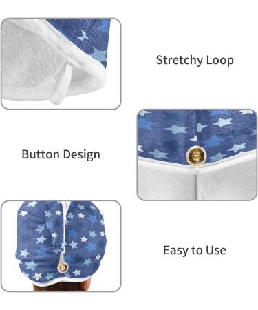 Stars Dry Hair Cap - Quick Drying 2 Piece Towel Set with Button Headband | Super Absorbent & Soft - Buy Online on GoSupps.com