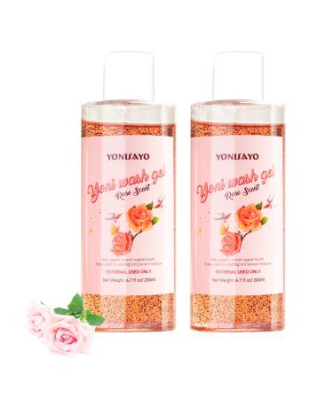 2 PCS Yoni Wash Organic Feminine Wash for Women Ph Balance Natural Vaginal Wash Yoni Body Wash for Intimate Moisturizing Deodorant Remove Odor Rose Scent